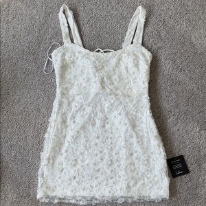Lulu's White Floral Sequin Mini Dress